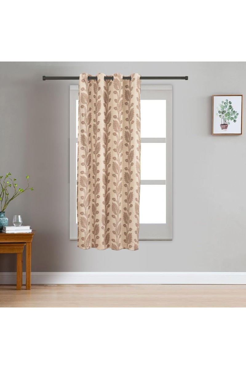 Home Beautiful 5ft. Soft Beige Printed Eyelet Curtains - (M2758)