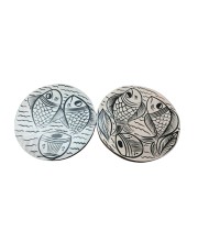 Handcrafted Wooden Tea Coasters Set of 2 | Round Fish Design Drink Coasters for Coffee, Tea & Table Décor (Round)