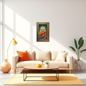 Durga Matha Digital Golden Balck Color Photo Frame | Hindu Religious Wall Decor | 10x16 Inches - Inspirational Wall Art for Office, Home Decor - Ideal Spiritual Gift (F16711)