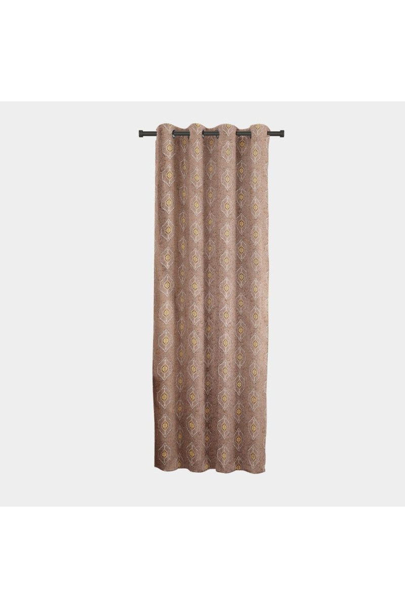 Home Beautiful 7ft. Brown Printed Eyelet Curtains - (M2760)