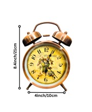 Vintage Twin Bell Alarm Clock for Bedroom | Retro Analog Table Clock with Loud Ring, Classic Dial & Metal Body | Battery Operated Decorative Bedside Clock for Home & Office (Vintage Copper Brown) Vintage Twin Bell Alarm Clock for Bedroom | Retro Analog Table Clock with Loud Ring, Classic Dial & Metal Body | Battery Operated Decorative Bedside Clock for Home & Office (Vintage Copper Brown)