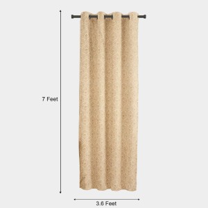 Home Beautiful 7ft. Light Beige Printed Eyelet Curtains - (M2756)