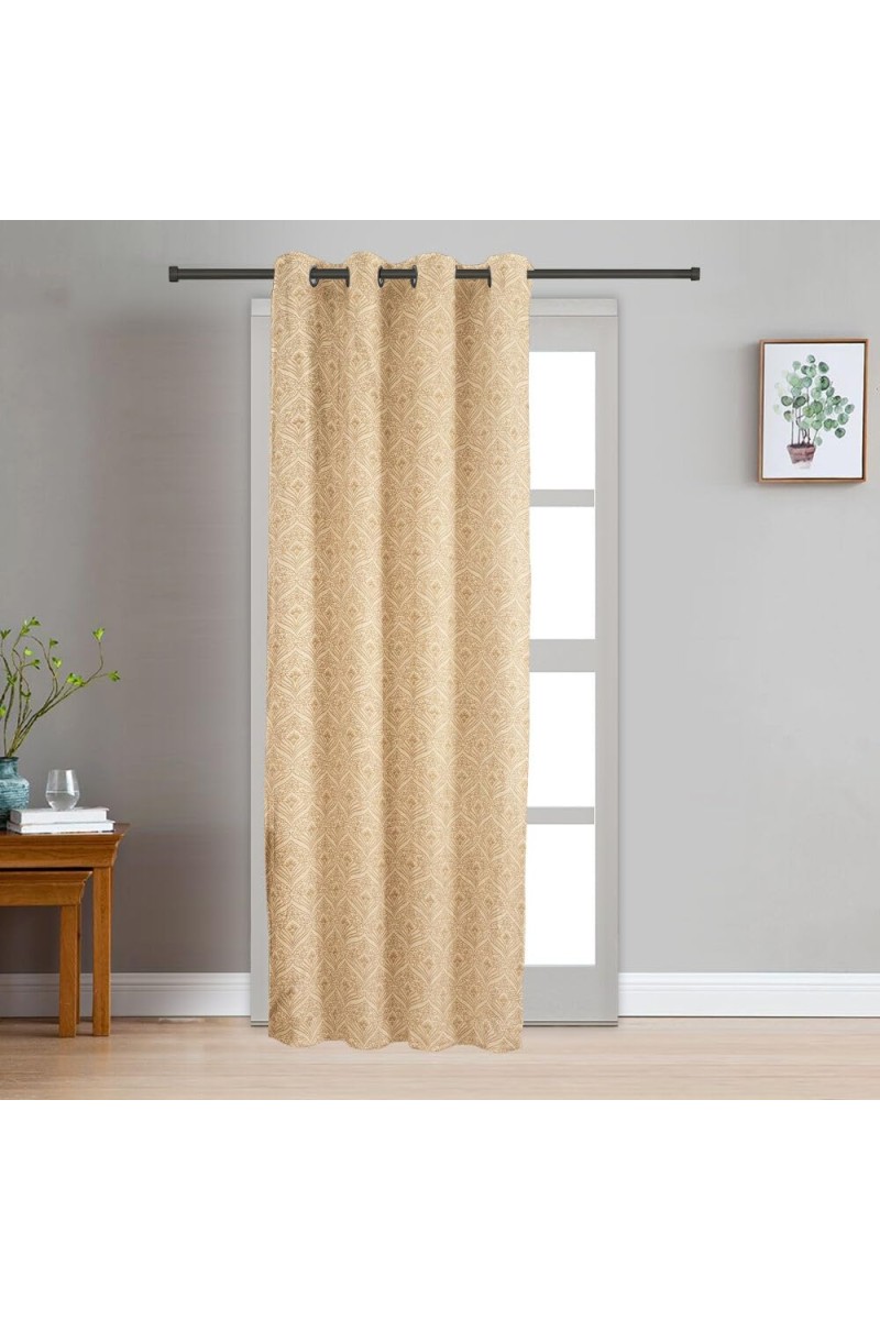 Home Beautiful 7ft. Light Beige Printed Eyelet Curtains - (M2756)