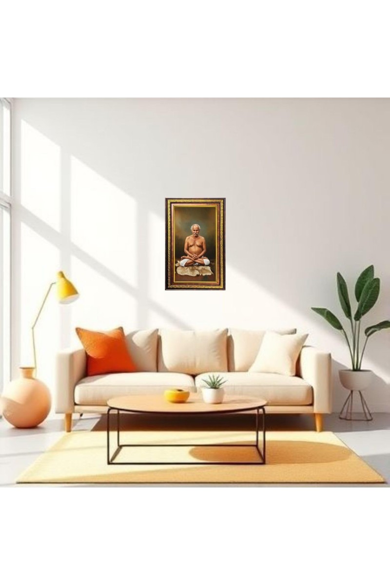 Lahiri Mahasaya Digital Golden Balck Color Photo Frame | Hindu Religious Wall Decor | 14x20 Inches - Inspirational Wall Art for Office, Home Decor - Ideal Spiritual Gift (F16955)