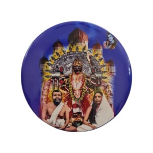 Stainless Steel Round Maa Kali with Sarada Devi & Ramakrishna Paramahansa Fridge Magnet | Devotional & Decorative Refrigerator Magnet for Home & Office | Pack of 1