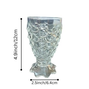 Textured Glass Goblet Set of 2 | Clear Footed Drinking Glasses for Juice, Water, Mocktails & Desserts | Elegant Vintage Design