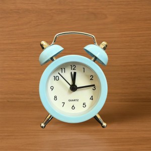Small Twin-Bell Analog Alarm Clock for Bedroom | Cute Light Sky Blue Vintage Table Clock with Loud Alarm | Battery Operated Mini Bedside Clock for Kids & Adults (1 Pc) (3.8/5inch) (Sky Blue)