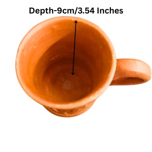 Handcrafted Terracotta Clay Mug with Handle – Eco-Friendly Traditional Kulhad Style Cup for Tea & Coffee (300 ml Approx) (2)
