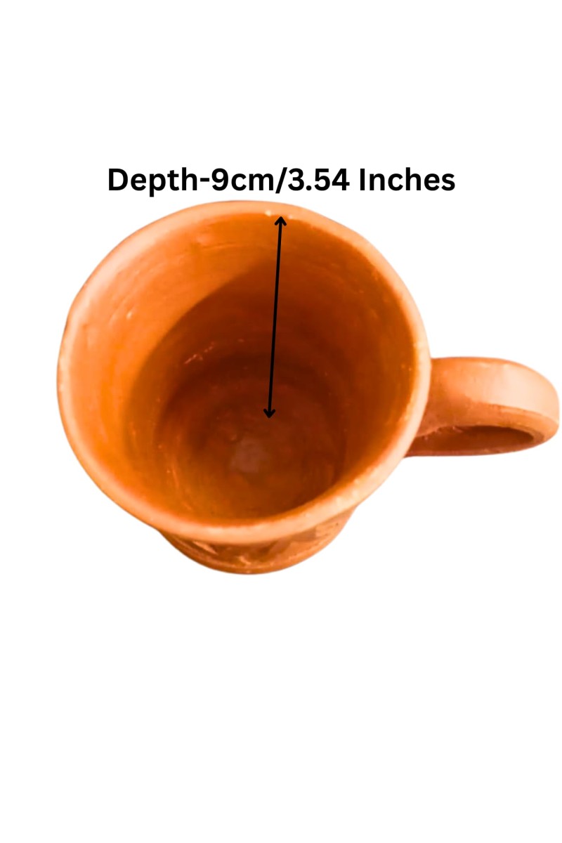 Handcrafted Terracotta Clay Mug with Handle – Eco-Friendly Traditional Kulhad Style Cup for Tea & Coffee (300 ml Approx) (2)