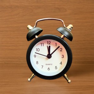 Small Twin-Bell Analog Alarm Clock for Bedroom | Loud Vintage Alarm, Battery Operated Mini Table Clock for Kids & Adults | Portable Classic Bedside Clock (1 Pc) (3.8 inch/2inch) Black