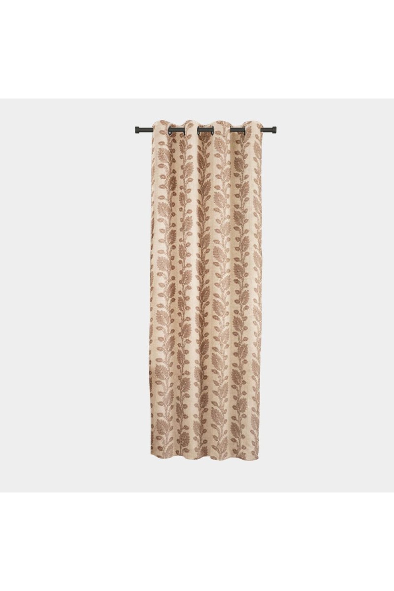 Home Beautiful 7ft. Soft Beige Printed Eyelet Curtains - (M2755)