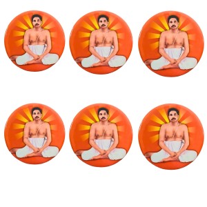 Devotional Saint Guru Round Fridge Magnet Set (6 Pieces) | Religious Refrigerator Magnets for Home, Office & Temple Decor (6)