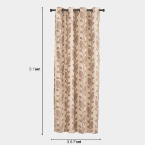 Home Beautiful 5ft. Soft Beige Printed Eyelet Curtains - (M2758)