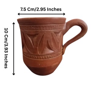 Handcrafted Terracotta Clay Mug with Handle – Eco-Friendly Traditional Kulhad Style Cup for Tea & Coffee (300 ml Approx) (2)