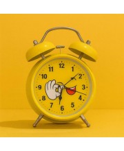 Cute Yellow Smiley Face Alarm Clock for Kids & Adults | Vintage Twin Bell Design | Loud Alarm | Battery Operated Cartoon Table Clock for Bedroom, Study & Home D&eacute;cor | Pack of 1 (Inner Design May Vary)