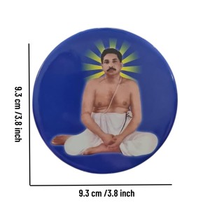 Stainless Steel Round Anukul Chandra Thakur Fridge Magnet | Devotional & Decorative Refrigerator Magnet for Home & Office | Pack of 1