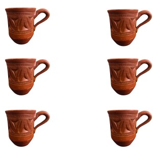 Handcrafted Terracotta Clay Mug with Handle – Eco-Friendly Traditional Kulhad Style Cup for Tea & Coffee (300 ml Approx) (6)