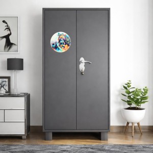 Stainless Steel Round Krishna Fridge Magnet | Decorative Spiritual Magnet for Home & Office | Pack of 1