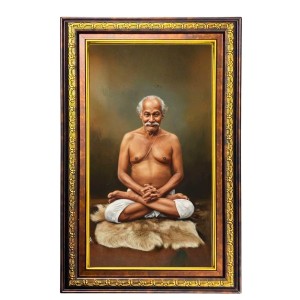 Lahiri Mahasaya Digital Golden Balck Color Photo Frame | Hindu Religious Wall Decor | 14x20 Inches - Inspirational Wall Art for Office, Home Decor - Ideal Spiritual Gift (F16955)