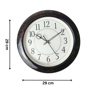 Deep Brown Round Analog Wall Clock with Black Numbers | Silent Sweep Quartz Movement | Decorative Wall Clock for Home, Office, and Living Room | Length-Breadth-Height 29cm x 29cm x 2.1cm