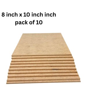 MDF Board Sheet 3 mm for Arts & Crafts | Premium MDF Wood Sheets for Painting, Resin Art, Mandala, Pyrography & Decoupage,Lamination | 8 x 10 Inch | Pack of 10