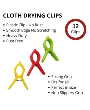 Durable Plastic Cloth Drying Clips – Multi-Purpose Laundry Clips for Clothesline & Hangers – Pack of (12)