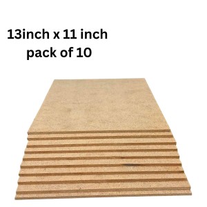 MDF Board Sheets 3 mm for Arts & Crafts | Premium Plain MDF Wood Sheets for Painting, Resin Art, Mandala, Pyrography, Decoupage & DIY Projects | 13 x 11 Inch | Pack of 10 (13x11)