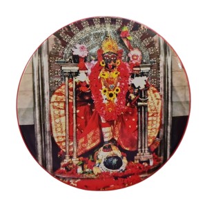 Stainless Steel Round Maa Kali Fridge Magnet | Devotional & Decorative Refrigerator Magnet for Home & Office | Pack of 1