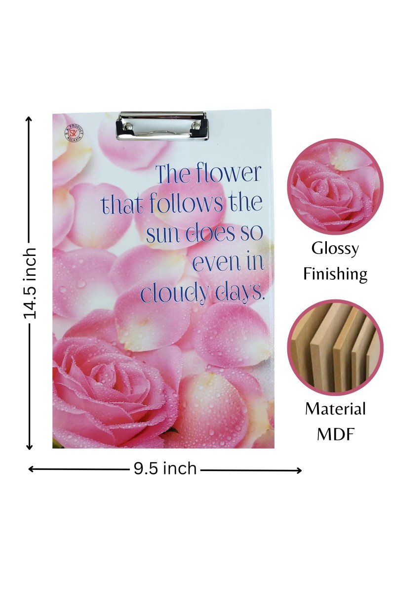Hi Tech Sales Printed Exam Pad | Regular Wooden Exam Board for Girls & Boys, Kids, Students, Gift, School, Office, Industrial use | Stainless Clipboard (Color-Multicolor, Size-14.5 x 9.5) (Pink)