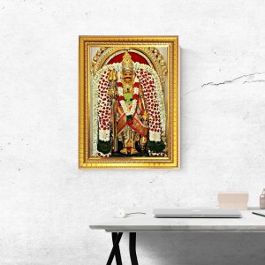 God Shri Veerabhadra Photo Frame - 12x16 Inches, Brown Wooden Frame for Home, Office & Temple Decoration