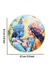 Stainless Steel Round Radha Krishna Fridge Magnet | Devotional & Decorative Refrigerator Magnet for Home & Office | Premium Finish | Pack of 2