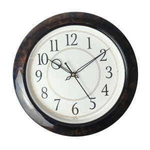 Deep Brown Round Analog Wall Clock with Black Numbers | Silent Sweep Quartz Movement | Decorative Wall Clock for Home, Office, and Living Room | Length-Breadth-Height 29cm x 29cm x 2.1cm