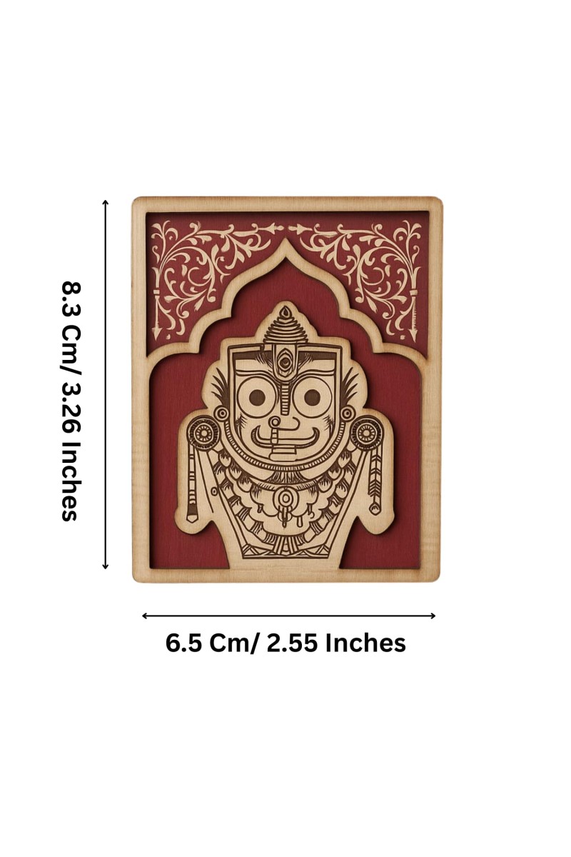 Wooden Lord Jagannath Fridge Magnet | Laser Engraved Religious Souvenir | Traditional Pattachitra Style Decorative Magnet for Home & Office (6)