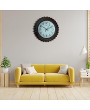 Hitech Sales Classic Quartz Stylish Sunflower Designed Wooden Analog 32 Cm Decorative Weatherproof Latest WallClock Battery Operated Round Easy to Read for Living Room Bedroom Office Kitchen School