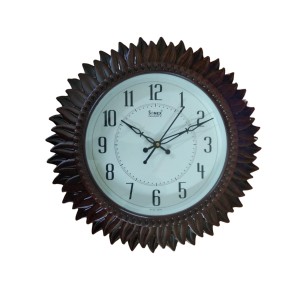 Hitech Sales Classic Quartz Stylish Sunflower Designed Wooden Analog 32 Cm Decorative Weatherproof Latest WallClock Battery Operated Round Easy to Read for Living Room Bedroom Office Kitchen School