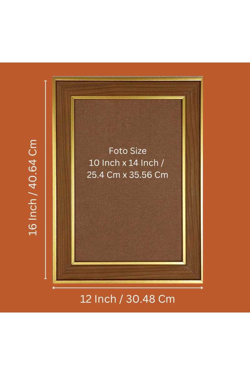 Jay Swaminarayan Photo Frame - 12x16 Inches, Brown Wooden Frame for Home, Office & Temple Decoration