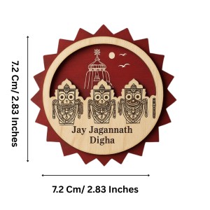 Wooden Lord Jagannath Fridge Magnet | Laser Engraved Religious Souvenir | Traditional Pattachitra Style Decorative Magnet for Home & Office (2)