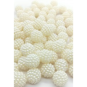 HiTechMart 10mm Round Dotted Ball Shaped Creamy White Pearl Plastic Beads for Jewelry, Arts & Crafts, Embroidery, Bracelets - Women, Girls & Kids. (Pack of 100)