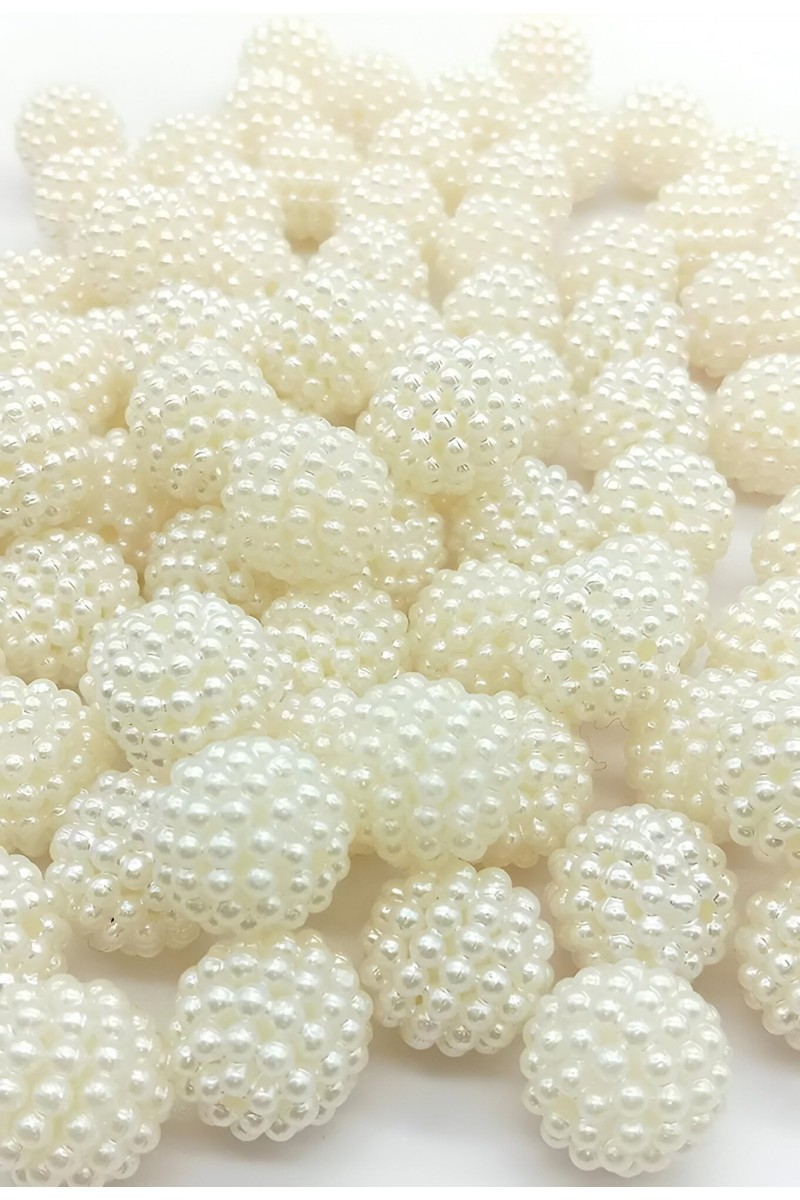HiTechMart 10mm Round Dotted Ball Shaped Creamy White Pearl Plastic Beads for Jewelry, Arts & Crafts, Embroidery, Bracelets - Women, Girls & Kids. (Pack of 100)