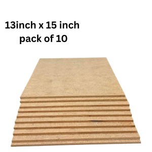MDF Board Sheets 3 mm for Arts & Crafts | Premium Plain MDF Wood Sheets for Painting, Resin Art, Mandala, Pyrography, Decoupage & DIY Projects | 13 x 15 Inch | Pack of 10 (13x15)