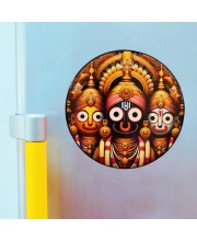 Stainless Steel Round Jagannath Balabhadra Subhadra Fridge Magnet | Devotional & Decorative Refrigerator Magnet for Home & Office | Pack of 4 (4)