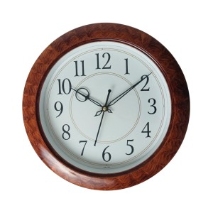 Brown Round wooden type design analog wall clock with black numbers | Silent Sweep Quartz Movement | Decorative Wall Clock for Home, Office, and Living Room | Length-Breadth-Height 30cm x 30cm x 2.2cm