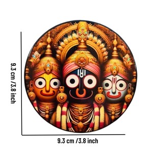 Stainless Steel Round Jagannath Balabhadra Subhadra Fridge Magnet | Devotional & Decorative Refrigerator Magnet for Home & Office | Pack of 4 (4)