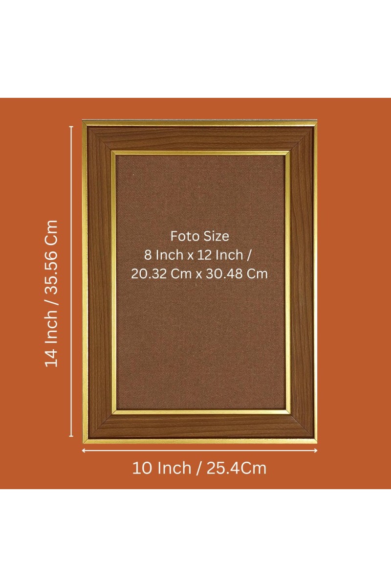 Jay Swaminarayan Photo Frame - 10x14 Inches, Brown Wooden Frame for Home, Office & Temple Decoration