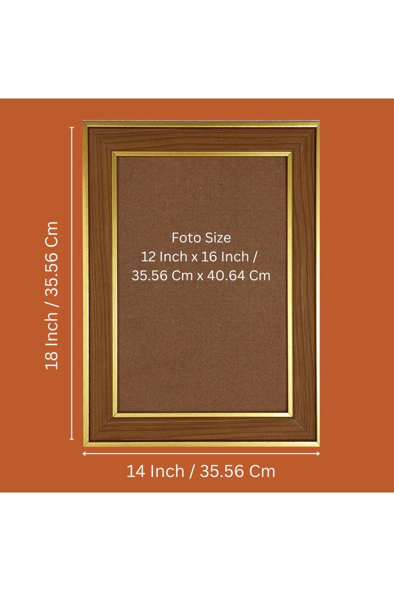 Jay Swaminarayan Photo Frame - 14x18 Inches, Brown Wooden Frame for Home, Office & Temple Decoration
