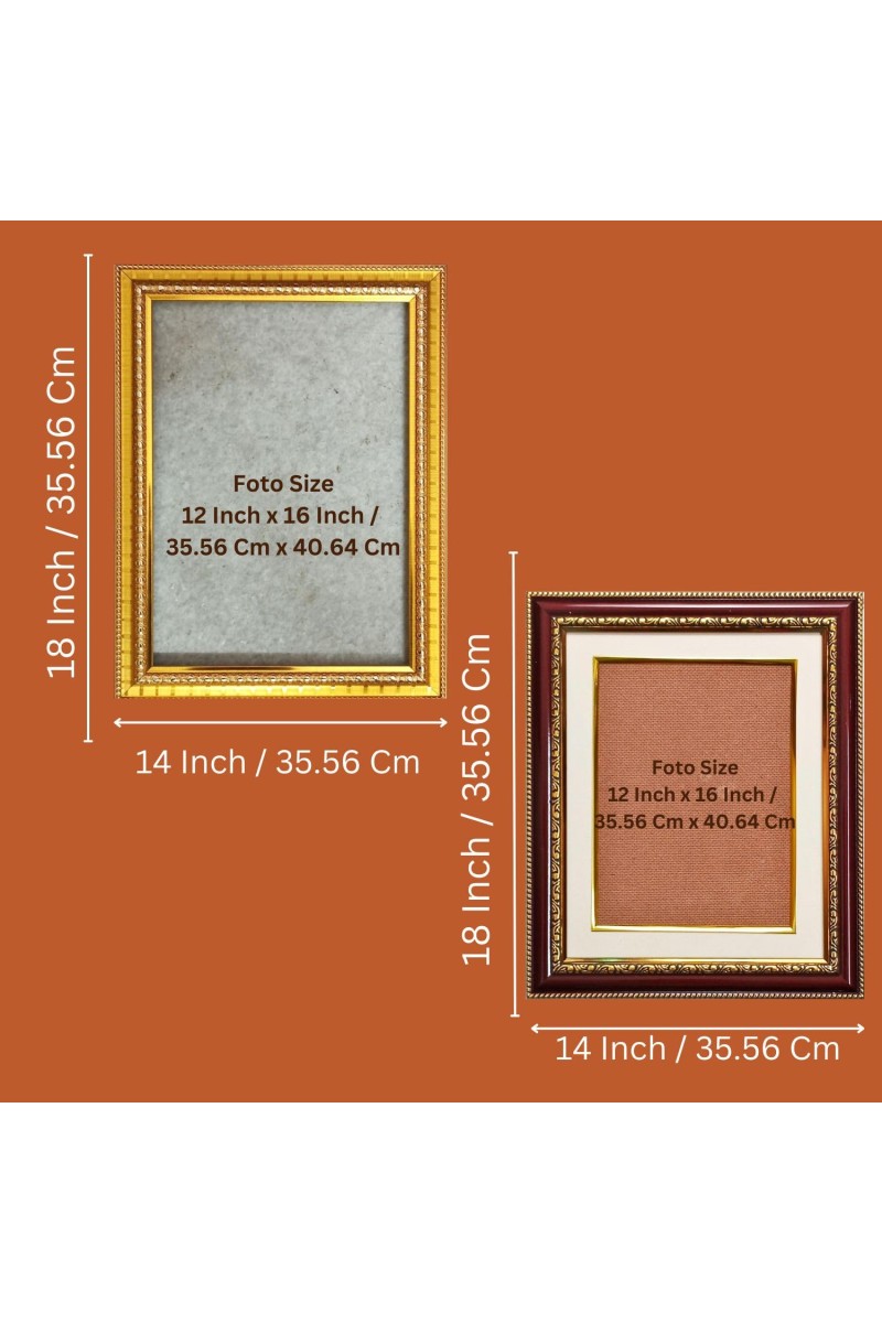 God Shri Veerabhadra Photo Frame - 14x18 Inches, Brown Wooden Frame for Home, Office & Temple Decoration