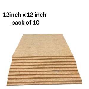 MDF Board Sheet 3 mm for Arts & Crafts | Premium MDF Wood Sheets for Painting, Resin Art, Mandala, Pyrography & Decoupage | 12 x 12 Inch | Pack of 10 (12x12)