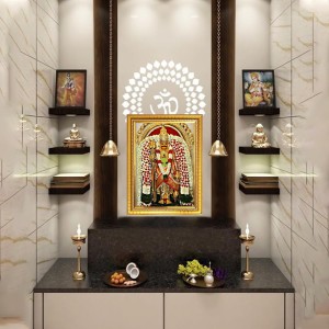 God Shri Veerabhadra Photo Frame - 12x16 Inches, Brown Wooden Frame for Home, Office & Temple Decoration