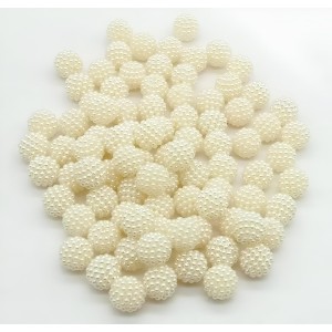 HiTechMart 10mm Round Dotted Ball Shaped Creamy White Pearl Plastic Beads for Jewelry, Arts & Crafts, Embroidery, Bracelets - Women, Girls & Kids. (Pack of 100)