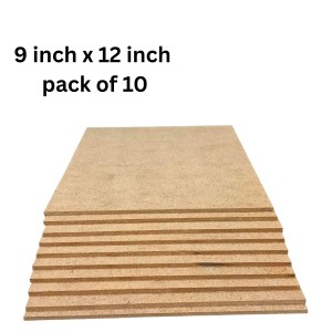MDF Board Sheet 3 mm for Arts & Crafts | Premium Plain MDF Wood Sheets for Painting, Resin Art, Mandala, Pyrography, Decoupage & Lamination | 9 x 12 Inch | Pack of 10 (9x12)